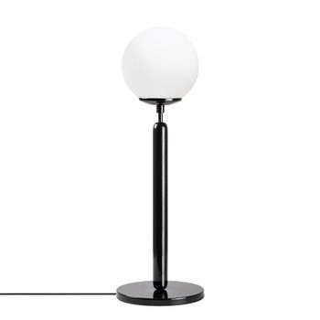 Lámpara De Mesa King-11461 Crema Negro Metal Vidrio 18x18x52 Cm