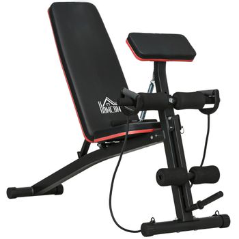 HOMCOM Banco Musculación Banco de Mancuernas Plegable Inclinable Multifuncional para Entrenamiento Completo Máquina de Fitness Negro   Aosom España