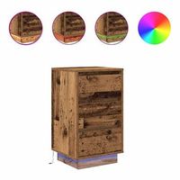 mesilla de noche con luces led madera vieja 38x34x65 cm vidaxl