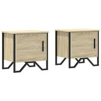 pack 2 uds mesitas de noche  mesilla de noche contrachapado color roble 40x30x40 cm