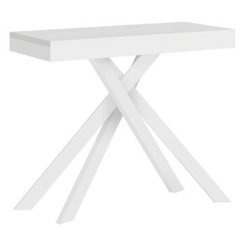 Consola Extensible 90x40/300 Cm Krack Evolution Fresno Blanco Estructura Blanca