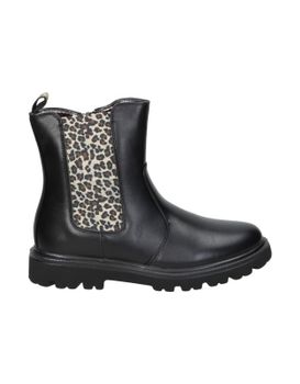 Botines Negros Con Animal Print Asso Ag-17543 Para Niña 35