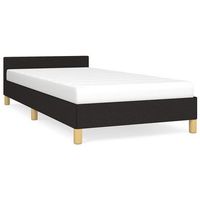 estructura de cama con cabecero de tela negro 100x200 cm