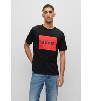 HUGO para hombre. 50467952 Camiseta Dulive negro (S), Casual, Algodón, Manga corta, Sostenible