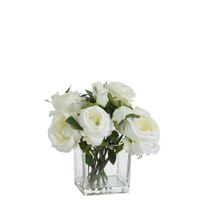 composicion de rosas artificiales blancas en jarron h17