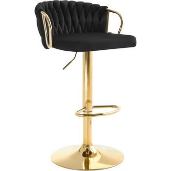 Taburete De Bar,giratorio 360°,altura Ajustable,terciopelo + Metal,49,5x50,5x(77-98)cm Negro,woltu