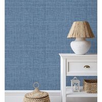 papel pintado vinilico ecologico efecto tela baquera jaspeada color azul en relieve - amy texture 681432 de gaulan - rollo de 10 m x 052 m