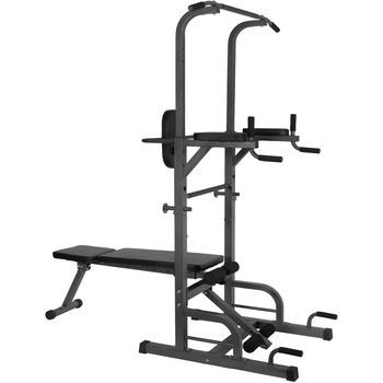 Estación De Musculación,maquina Dominadas Multifuncional,estación De Dominadas Con Banco De Musculación Plegable,máquina De Musculación Con Barra De Flexiones Y Dips Para Gimnasio En Casa