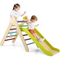 2 en 1 juego de escalada triangular con tobogan ajustable costway 87 x 74 x 48 cm multicolor