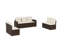vidaxl juego de sofas de jardin 7 piezas con cojines ratan pe marron