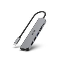 hub unitek 7 puertos usb 32 gen 1 type-c modelo uhub s7 100 w lector tarjetas y hdmi