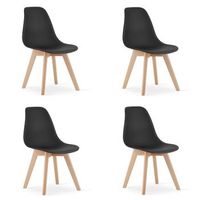 set de 4 silla de comedor polipropileno valora kito asiento ergonomico negro