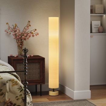 Lámpara De Pie Moderna Con Pantalla De Lino Homcom Ø15x120 Cm Beige