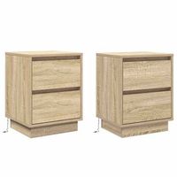 pack 2 uds mesita de noche  armario de noche  mesa de noche con cajon roble sonoma 39 x 345 x 50 cm