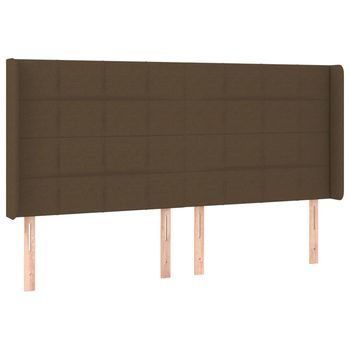 Cabecero，cabecero De Cama，panel De Cabecera Con Orejas De Tela Marrón Oscuro 163x16x118/128 Cm