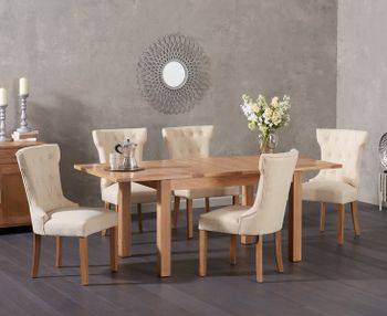Cheadle 130cm Oak Extending Dining Table with Camille Fabric Chairs - Grey, 4 Chairs
