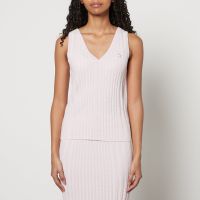 maison kitsune baby fox patch cotton blend ribbed tank top - s