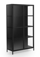 vitrina puertas y laterales de cristal estructura metal negra