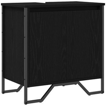 Armario De Lavabo | Gabinete De Lavabo Para Baño Roble Negro 60 X 35 X 60 Cm