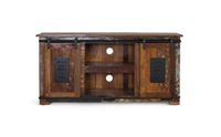 mueble de tv fabricado en madera reciclada multicolor