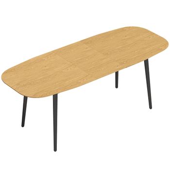 HOMCOM Mesa de Comedor Extensible Rectangular para 6 a 8 Personas, Mesa de Cocina 160-200 cm con Estantería, Marrón