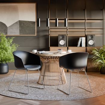 2 sillas de comedor con reposabrazos de plástico, asientos acolchados