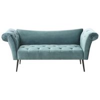 chaise longue de terciopelo acolchado capitone verde azulado nantilly