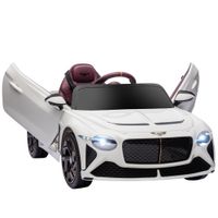 homcom coche electrico para nino de 3 a 5 anos 2 motores 12v 25w 3-5 kmh control remoto 24g bentley bacalar blanco