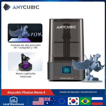 Impresora 3D PRESALE ANYCUBIC Photon Mono 4 AE, pantalla de alta definición de 7 pulgadas, 10K, impresión de impresora 3D de resina UV de alta velocidad, 153 × 87 × 165mm