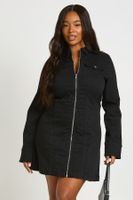 vestido recto plus vaquero con cremallera negro