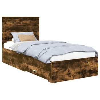 Estructura De Cama Con Cajón Roble Ahumado 90 X 190 Cm Vidaxl