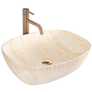 Lavabo De Encimera Rea Freja Travertine Matt Beige