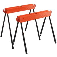 homcom set de 2 caballetes plegables con altura regulable asa patas antideslizantes y capacidad 500 kg naranja   aosom espana
