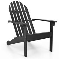 costway silla adirondack de madera de acacia con asiento inclinado y respaldo alto ergonomica listones para porche jardin piscina negro