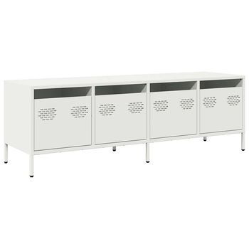 Mueble Tv | Mueble De Salón | Mesa De Tv Acero Laminado En Frío Blanco 135x39x43 | 5 Cm