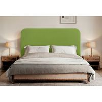 dhome cabecero verde curvo con patas tapizado en polipiel 135cm altura 125cm para pared acustico absorbente cama dormitorio verde 135cm