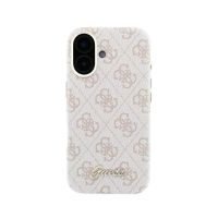 funda para movil guess logo en relieve polipiel rosa compatible con iphone 16