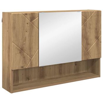 Armario Con Espejo Con Puerta Roble Artesanal 80 X 17 X 55 Cm Vidaxl
