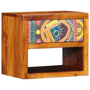 Mesita De Noche - Mueble Para Dormitorio - Madera De Acacia Sólida - Marrón (40x35x35cm)