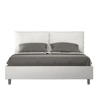 cama con somier acolchada 160x210 cuero sintetico blanco antea