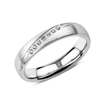 Anillo grabable de plata 925 para mujer con circonita cúbica