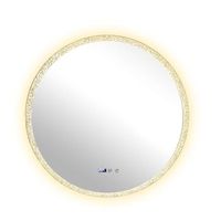 espejo bano inteligente redondo led tricolor regulable antivaho vidrio templado hd retroiluminado diseno moderno lujo premium