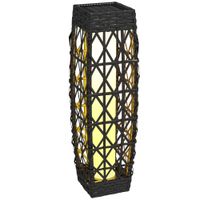 outsunny lampara solar de ratan sintetico con luces led encendidoapagado automatico para exterior 20x20x68 cm gris