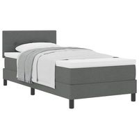cama tipo box spring con cabecera gris oscuro 90 x 190 cm tela vidaxl
