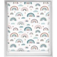 estor estampado easyfix - estor sin herramientas tamano 130x150 - estor sin taladro color arcoiris azul  blindecor