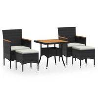 conjunto comedor jardin 5 uds  mueble jardin mesa y sillas ratan sintetico y madera acacia negro