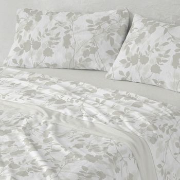 Juego De Sábanas Coralina Botánico 90 X 190/200 Cm - Salvia - Burrito Blanco