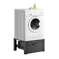pedestal para lavadora con cajon de almacenamiento - soporte mueble - 63 x 54 x 31 cm - hasta 150 kg - base estandar para lavadora plataforma - acero aluminio - negro encasa