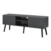 mesa de tele eskilstuna con 2 puertas 2 estantes aglomeradomadera 120 x 30 x 47 cm gris oscuronegro encasa