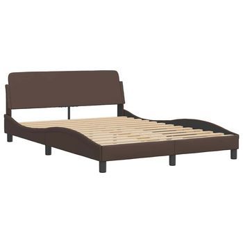 Estructura De Cama Dover Cuero Sintético Marrón 120x200cm Vidaxl